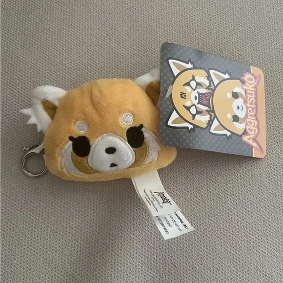 Sanrio Aggretsuko Gund Double Sided Two Faced Plush Coin Pouch Keychain NWT 3” - Picture 1 of 8